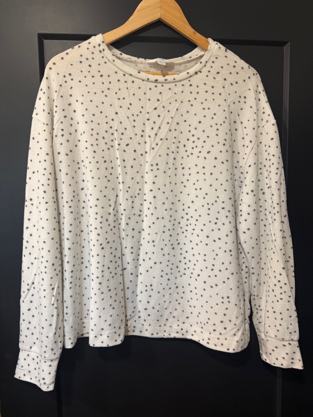 Time and Tru White Top with Black Dot Print